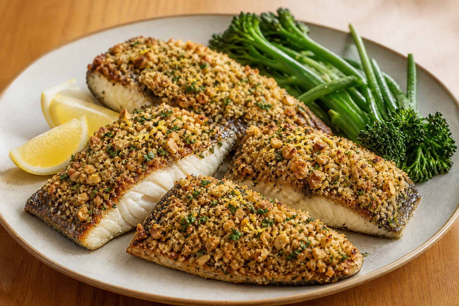Barramundi z lemon myrtle i makadamią — gotowe danie