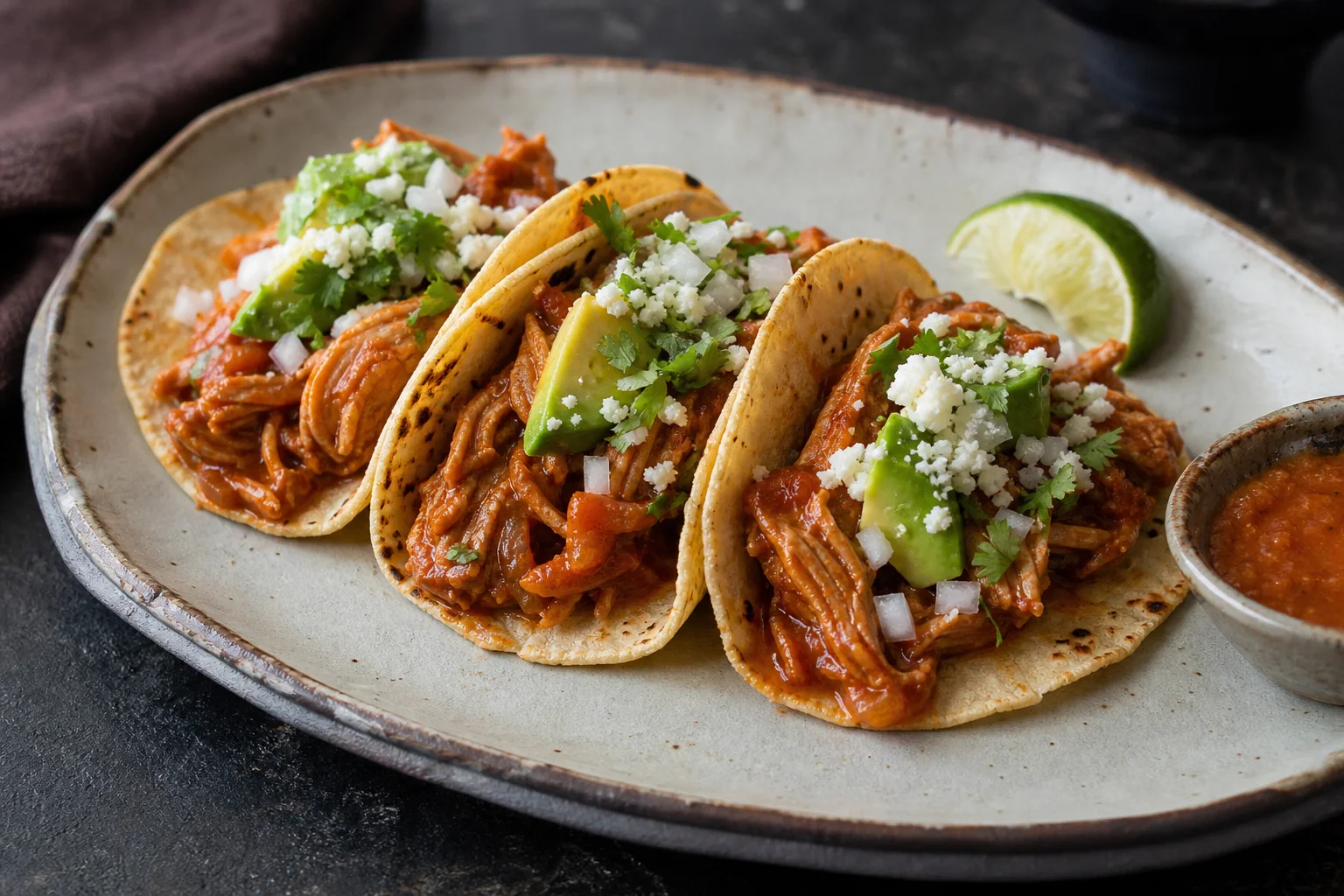Tacos de tinga de pollo — gotowe danie